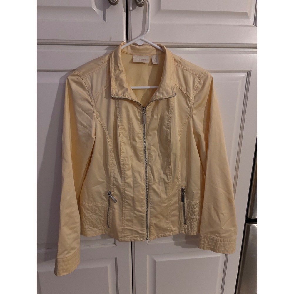 Chico's Women's Lightweight Full Zip‎ Jacket with Pockets - Yellow